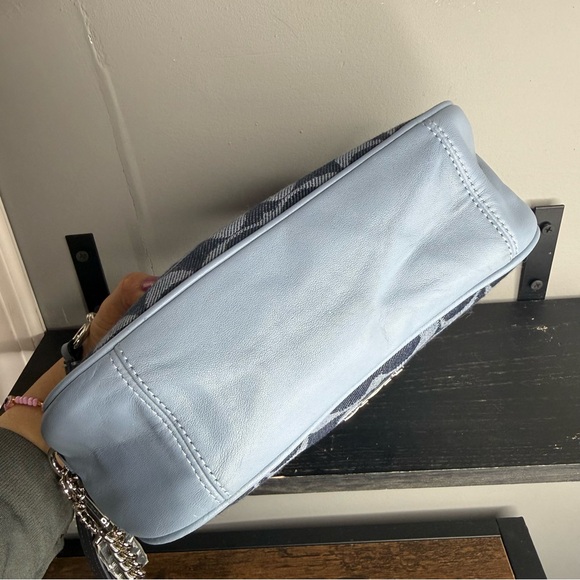 Coach Signature Jacquard Crossbody in Navy and Light Blue Trim - Picture 4 of 11